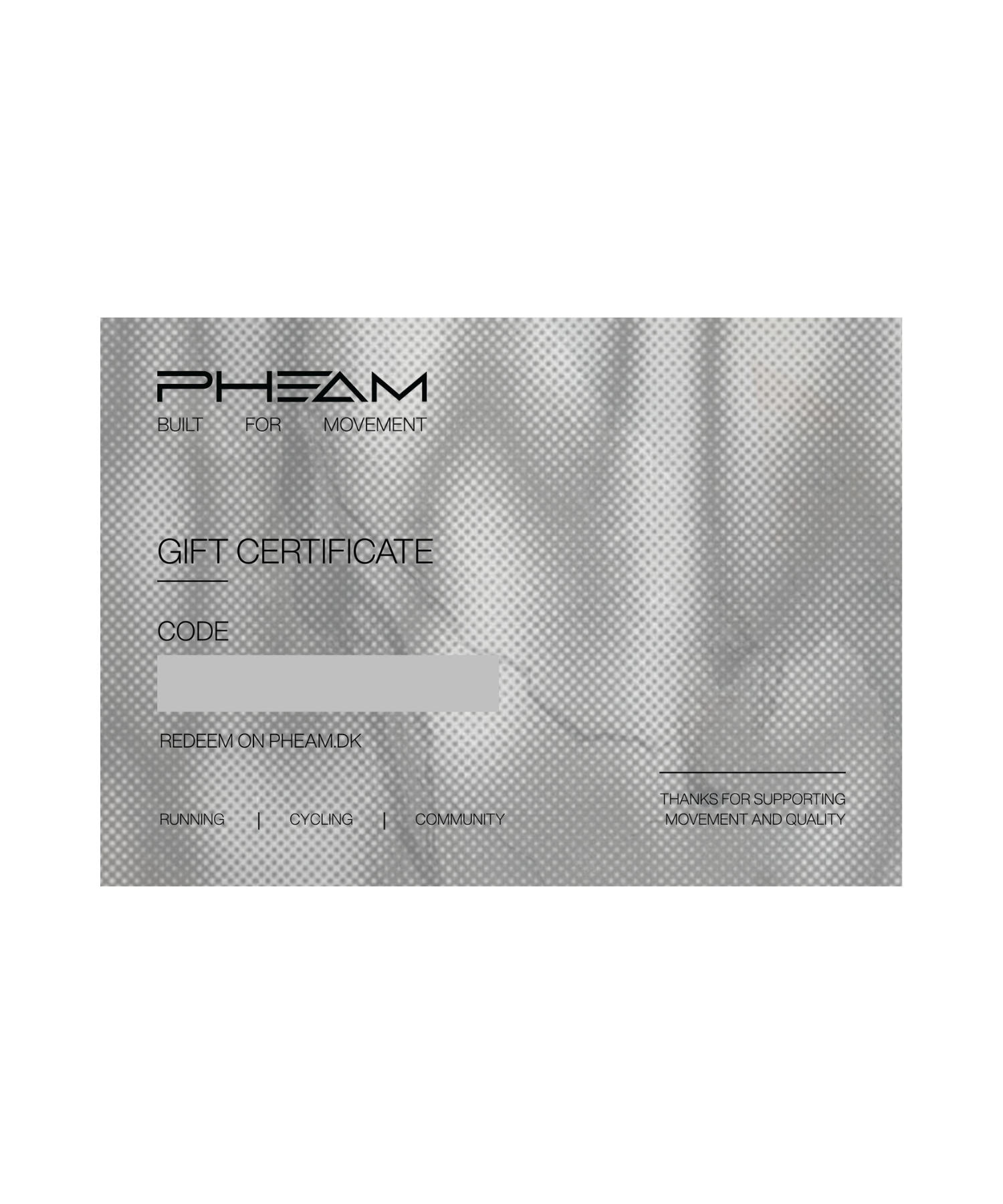 PHEAM GIFT CERTIFICATE
